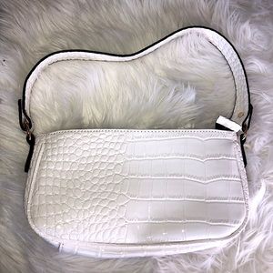 White leather baguette mini purse